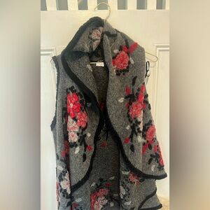 Grey and Red Floral Vest